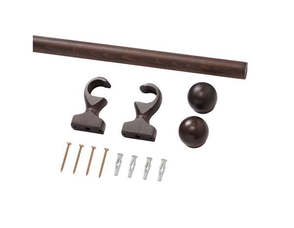 Kit barre à rideau 200cm bois foncé - Brico Dépôt