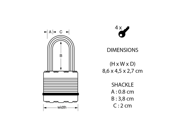 
Cadenas 45 mm anse de 38 mm et diamètre 8 mm - Masterlock - Brico Dépôt