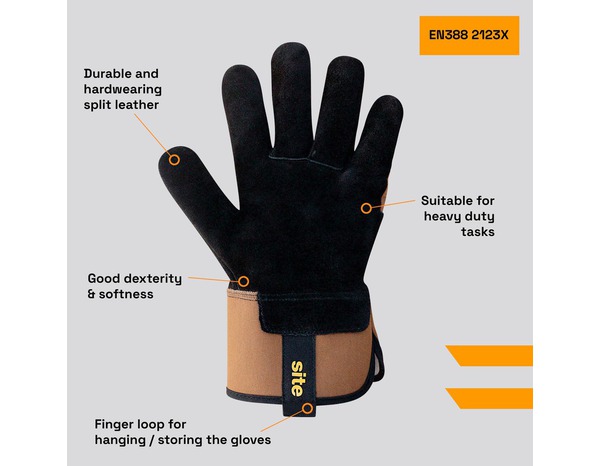 Gants de manutention en cuir doublure polaire - T9 - Brico Dépôt