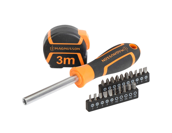 Lot de 1 mètre ruban, 1 tournevis porte embouts et 20 embouts - MAGNUSSON - Brico Dépôt