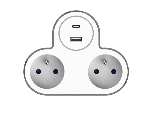 Triplite 2x16A + USB C / USB A blanc et gris - Brico Dépôt