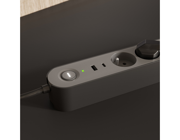 Bloc 4 prises 1,5 m gris et noir - Brico Dépôt