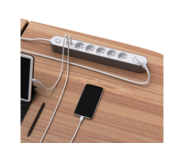 Bloc 6 prises 1,5 m gris et blanc USB A + C - Brico Dépôt
