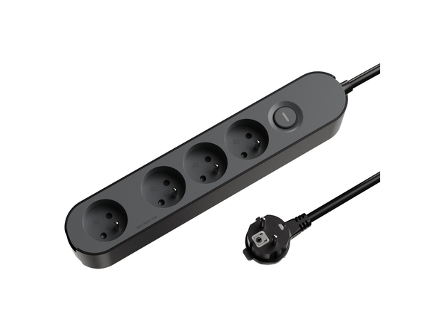 Bloc 4 prises 1,5 m gris et noir - Brico Dépôt