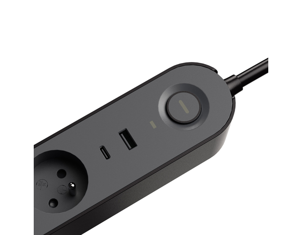 Bloc 4 prises 1,5 m gris et noir - Brico Dépôt