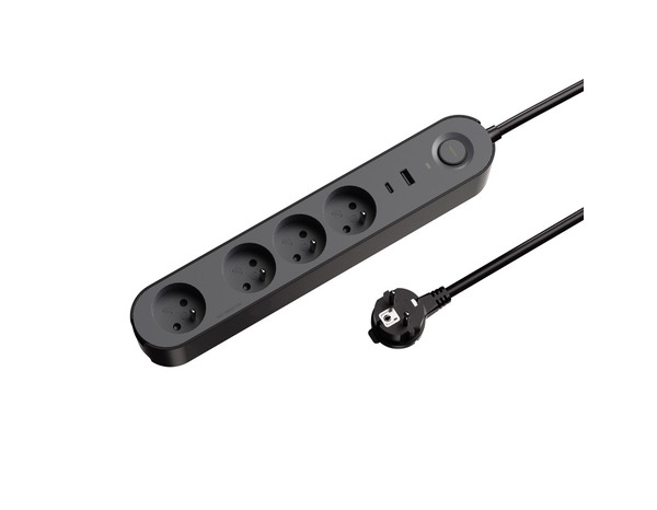 Bloc 4 prises 1,5 m gris et noir - Brico Dépôt
