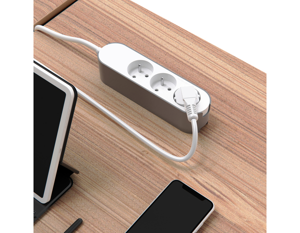 Bloc 3 prises 1,5 m gris et blanc - Brico Dépôt