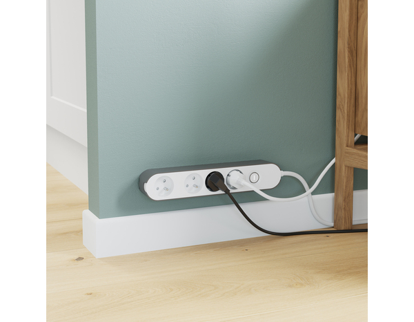 Bloc 4 prises 1,5 m gris et blanc - Brico Dépôt