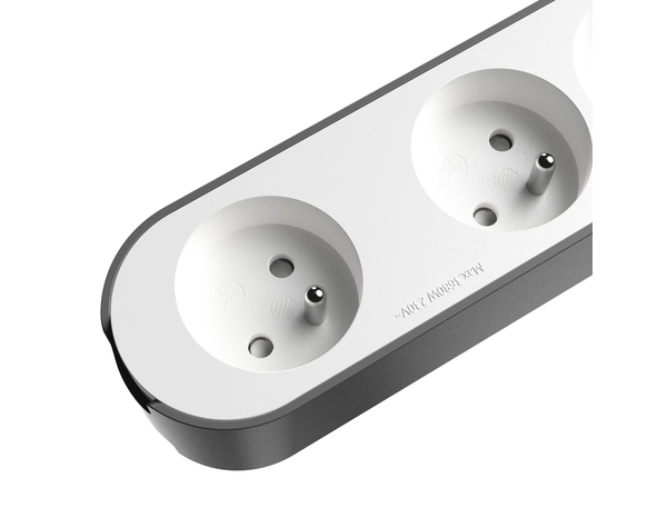 Bloc 6 prises 1,5 m gris et blanc USB A + C - Brico Dépôt