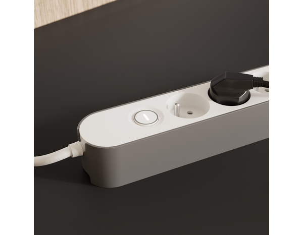 Bloc 4 prises 1,5 m gris et blanc - Brico Dépôt