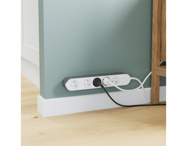 Bloc 5 prises 1,5 m gris et blanc - Brico Dépôt