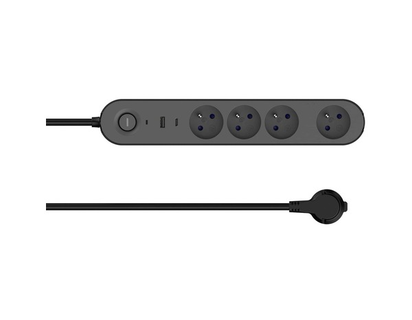 Bloc 4 prises 1,5 m gris et noir - Brico Dépôt