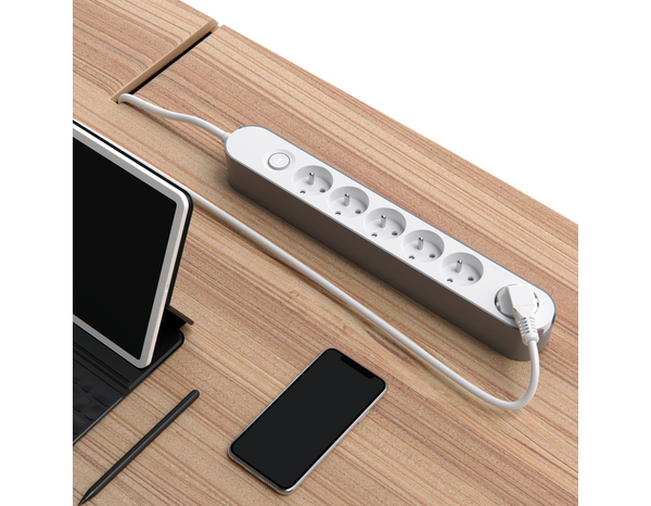 Bloc 5 prises 1,5 m gris et blanc - Brico Dépôt