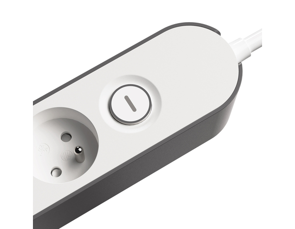 Bloc 4 prises 1,5 m gris et blanc - Brico Dépôt