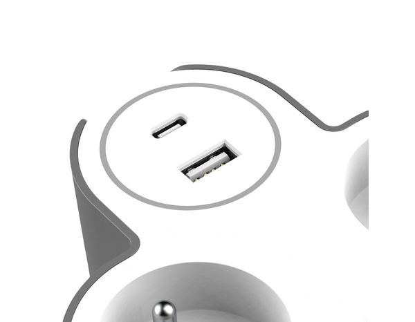 Triplite 2x16A + USB C / USB A blanc et gris - Brico Dépôt