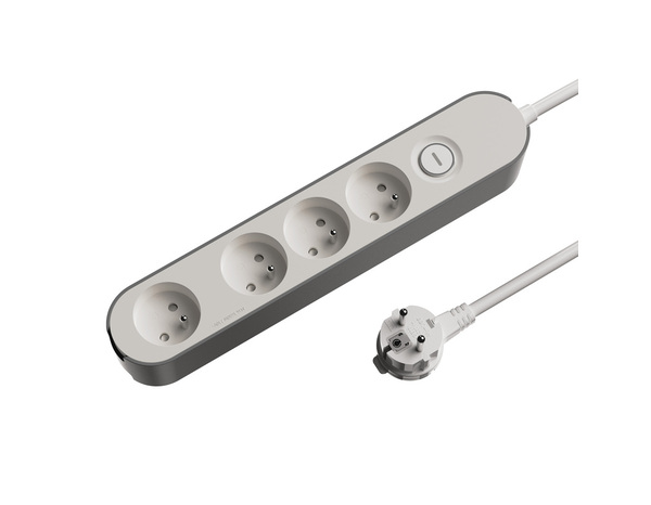 Bloc 4 prises 3 m gris et blanc - Brico Dépôt