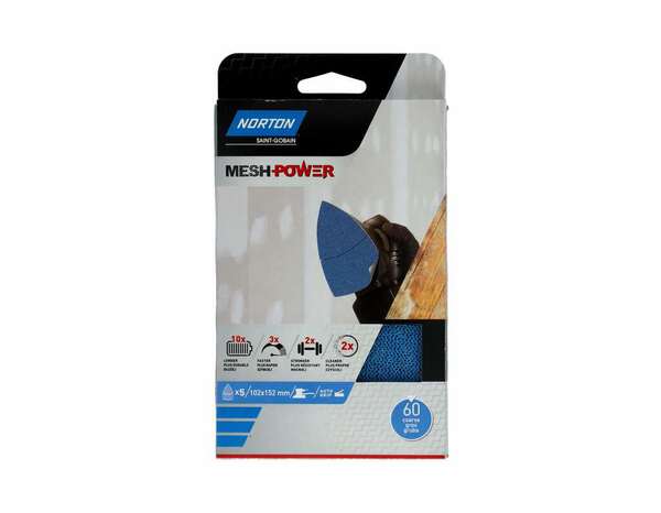 5 Patins 102 x 152 MeshPower - Grain 60 - Norton - Brico Dépôt