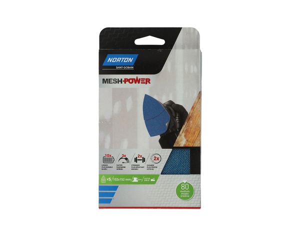 5 Patins 102 x 152 MeshPower - Grain 80 - Norton - Brico Dépôt