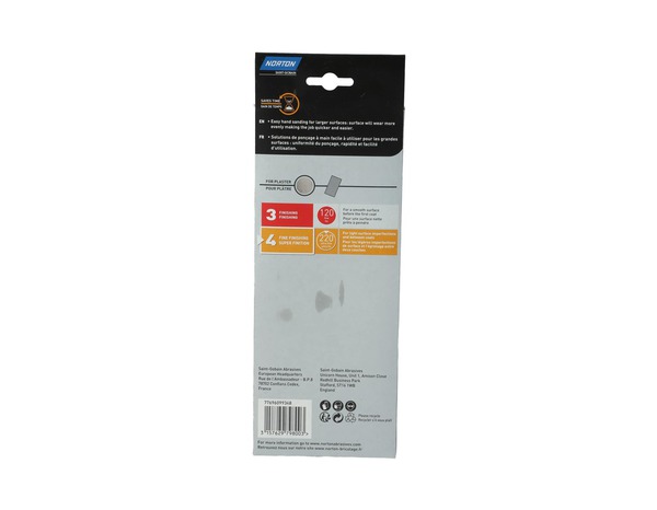 Kit ponçage plâtre cale 93 x 230 et 4 garnitures - Grain 220 - Norton - Brico Dépôt