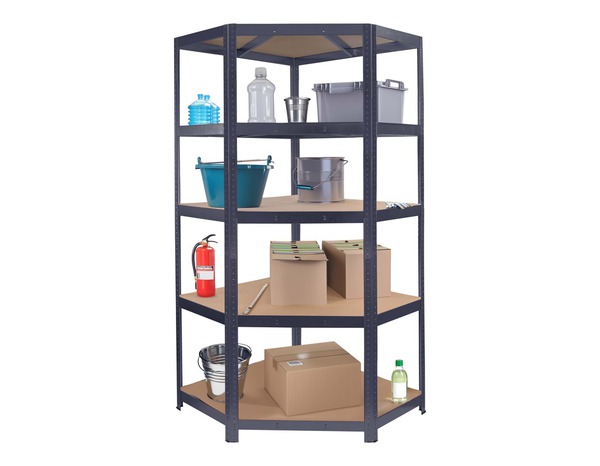 Étagère d'angle bois et métal charge totale maxi 500 kg - H. 179 x L. 70 x P. 40 cm - Cooke and Lewis - Brico Dépôt