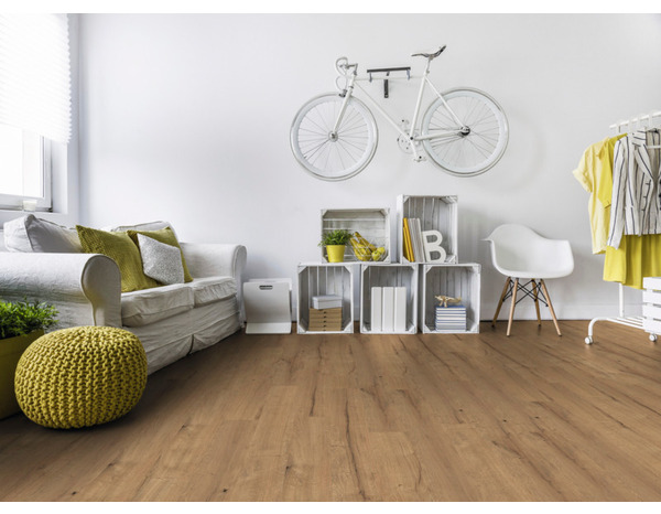 Sol stratifié à clipser "Zermatt" aspect chêne foncé AC4 -L. 138,3 x l. 19,3 cm. Ép. 8mm - Brico Dépôt