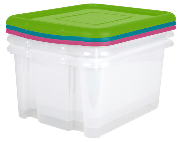 Lot de 3 box "Funny" 55 l - Dim. lot : 57,5 x 44 x 31 cm - Brico Dépôt