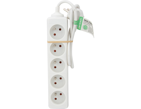 Bloc multiprise recycle 5 prises x 16A blanc - 0,75 M   - Brico Dépôt