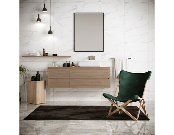 Faience "Marble chic" blanc - 25 x 60 cm - Brico Dépôt