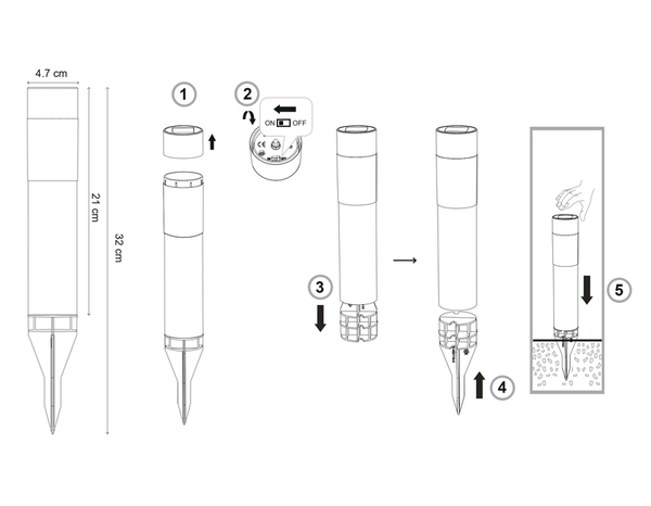 Lot de 4 bornes solaire noir 5000L Scone - Brico Dépôt