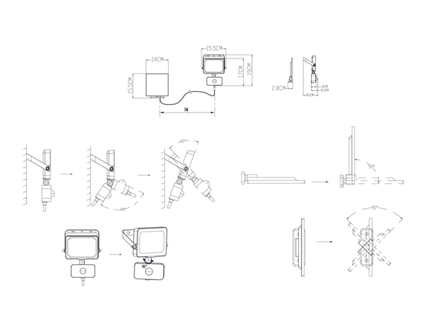 Projecteur solaire à detection 5000K Tunnbord - Brico Dépôt