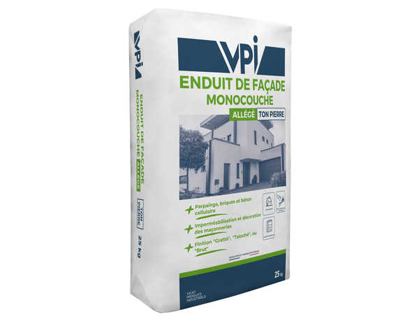 Enduit de façade monocouche ton pierre - 25 kg - VPI - Brico Dépôt