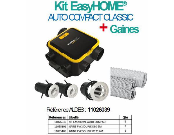 Kit complet VMC autoréglable + bouches + gaines - Aldes - Brico Dépôt