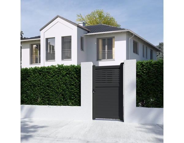 Portillon aluminium gris anthracite "Lota" - L. 1 x H. 1,80 m - Brico Dépôt