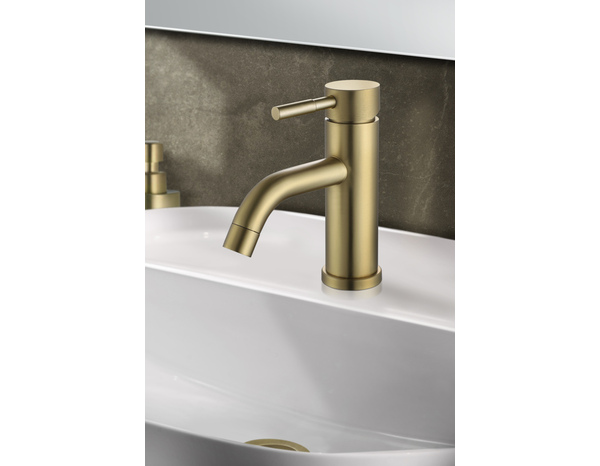 Mitigeur lavabo doré brossé "Oyace" - Brico Dépôt