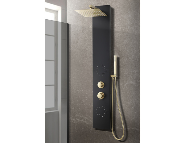 Colonne de douche hydromassante "Gressan" carrée noir/Doré - Brico Dépôt