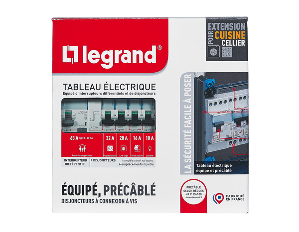 Tableau monté câblé extension cuisine 1 rangée 13 modules - Legrand - Brico Dépôt