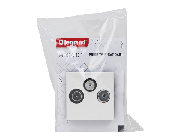 Prise TV/FM/SAT 2 modules cable coaxial "Mosaic" - Legrand - Brico Dépôt