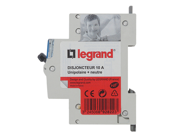 Disjoncteur Phase + Neutre - 10A - bornes à vis - 1 module - Legrand - Brico Dépôt