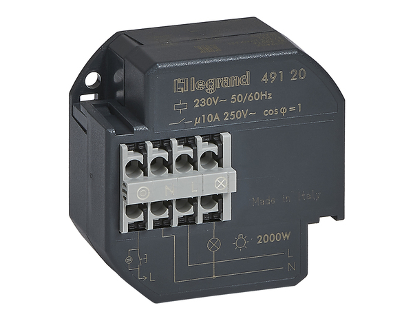 Télérupteur unipolaire silencieux 230V~ - 10A - à encastrer - Legrand - Brico Dépôt