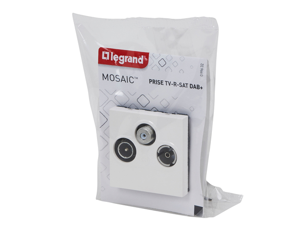 Prise TV/FM/SAT 2 modules cable coaxial "Mosaic" - Legrand - Brico Dépôt