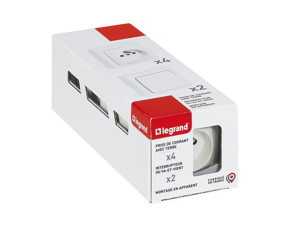Lot de 2 va-et-vient + 4 prises 2P+T - Legrand - Brico Dépôt