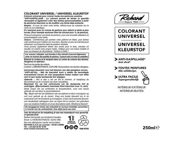 Colorant vermillon 250 ml - L'Universel - Brico Dépôt