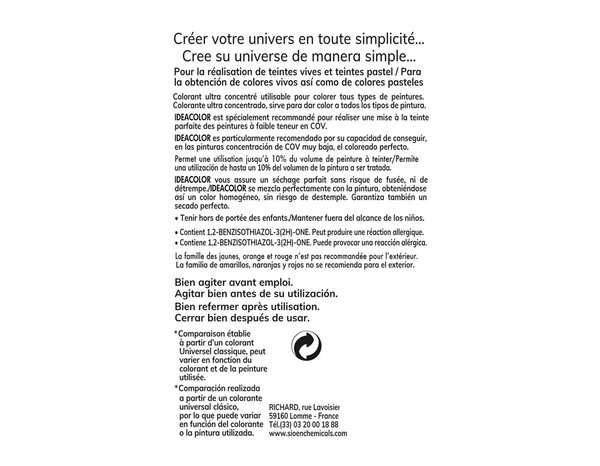 Colorant concentré jaune pour colorer tous types de peintures 50 ml - Ideacolor - Brico Dépôt