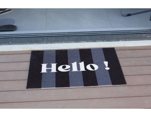 Tapis intérieur de propreté "Hello" gris et noir - 60x80 cm  - Brico Dépôt