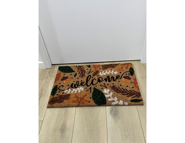 Tapis intérieur ou extérieur abrité "Coco" marron, vert - 38x58 cm  - Brico Dépôt