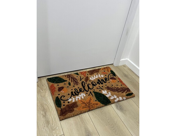 Tapis intérieur ou extérieur abrité "Coco" marron, vert - 38x58 cm  - Brico Dépôt