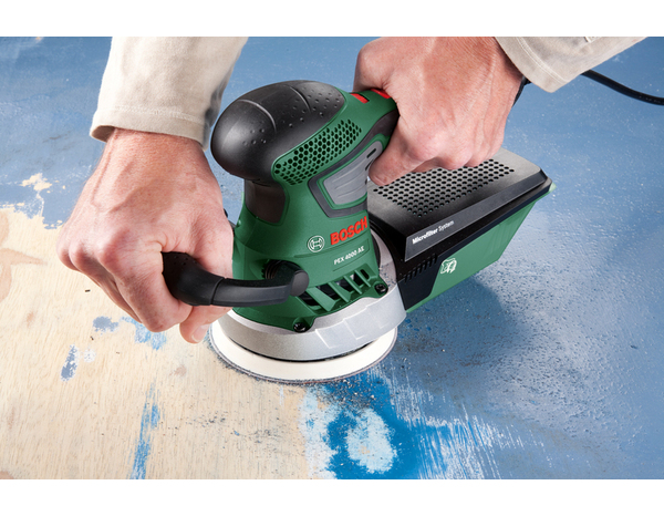 Ponceuse excentrique PEX 4000 AE + 25 abrasifs - 350 W - Bosch - Brico Dépôt