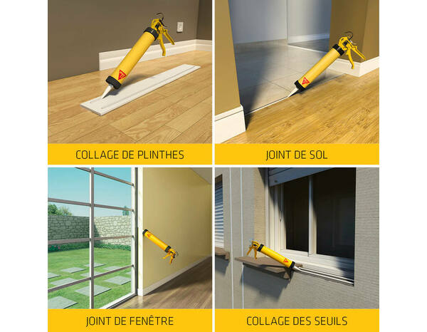 Mastic colle "Sikaflex" 11 FC+ gris béton - cartouche 300 ml - Sika - Brico Dépôt