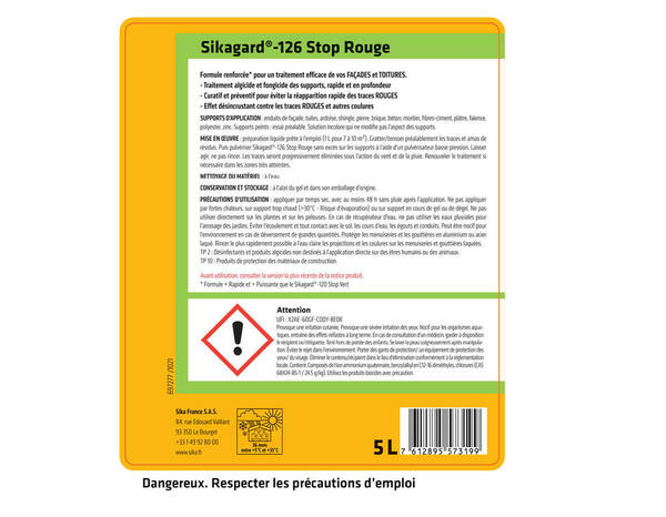 Traitement anti-trace rouge façade Sika Stop red - bidon 5 L - Sika - Brico Dépôt