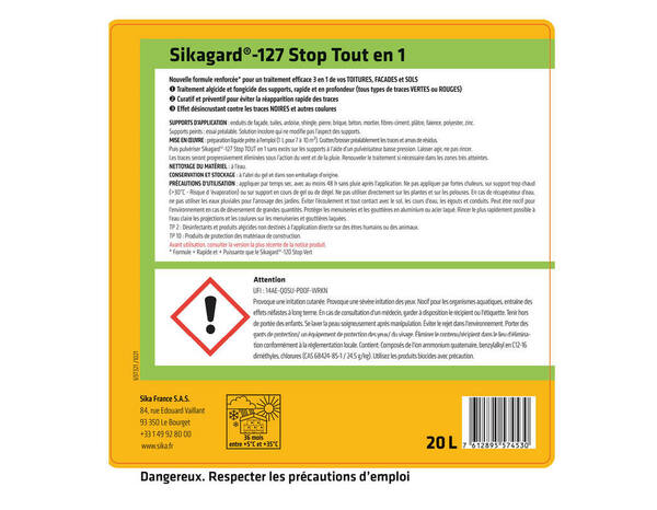 Traitement Sika stop tout en 1 - Bidon 20 L - Sika - Brico Dépôt